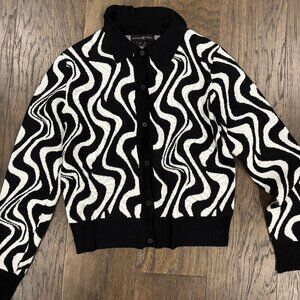 Black and white cardigan with collar size medium